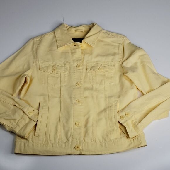 M EDDIE BAUER LINEN COTTON PALE PASTEL YELLOW SHIRT SHACKET JACKET MEDIUM - Picture 6 of 14